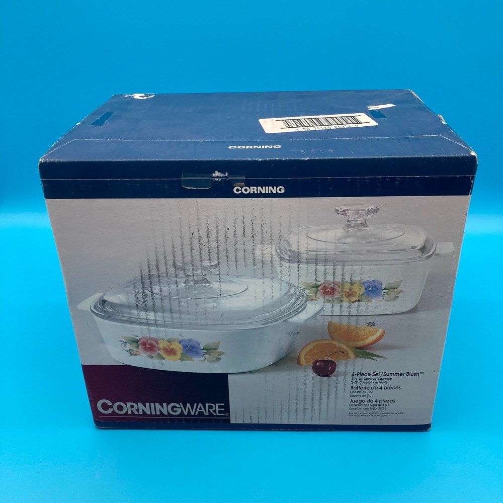 CorningWare Summer Blush 4pc Casserole Set New Sealed Vintage Pansy 1.5L & 2L